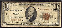Fr.1860-F, 1929 $10 Atlanta FRBN, F00236986A